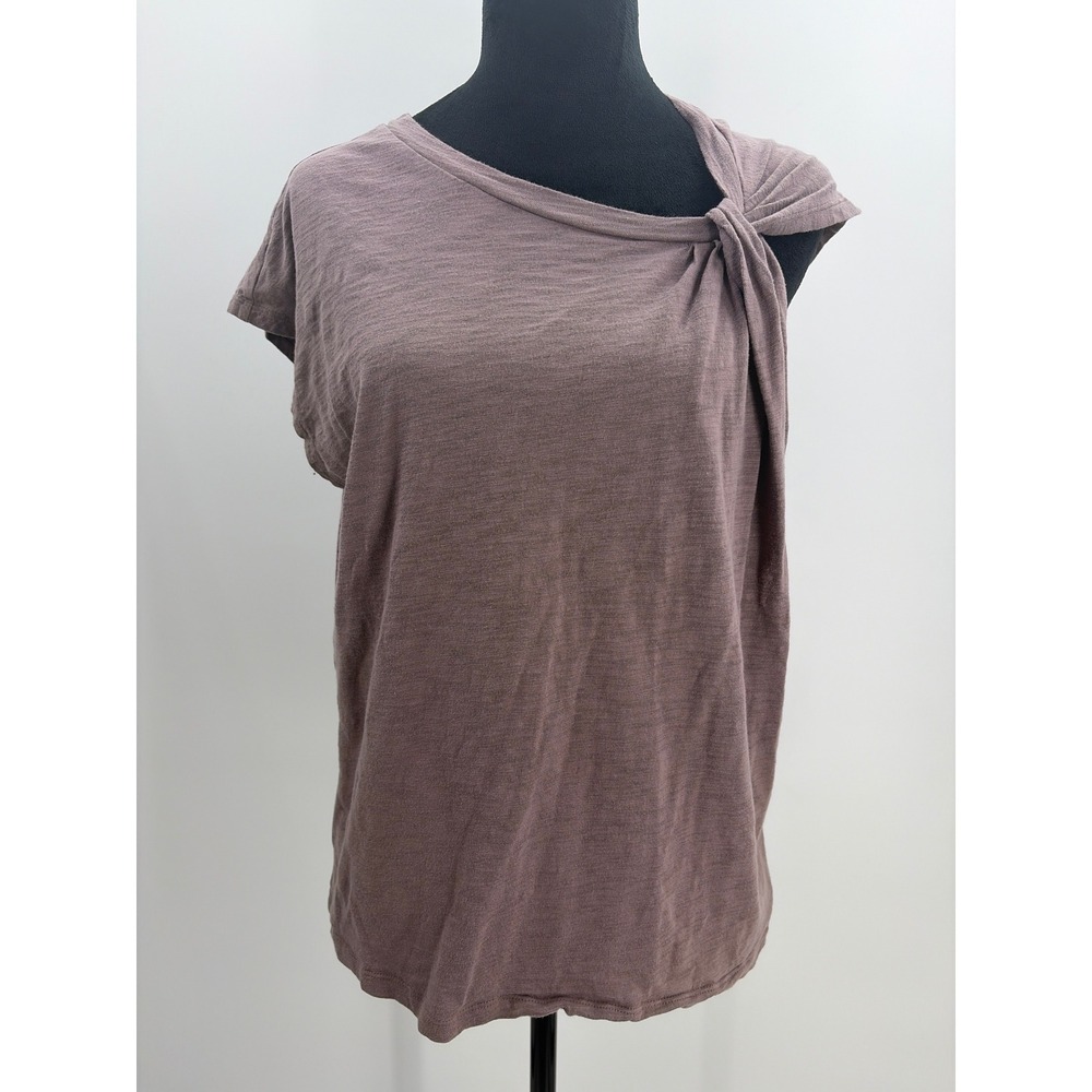 Gap ForeverSoft Tee Mauve Cotton Knotted Shoulder Asymmetrical Top Large